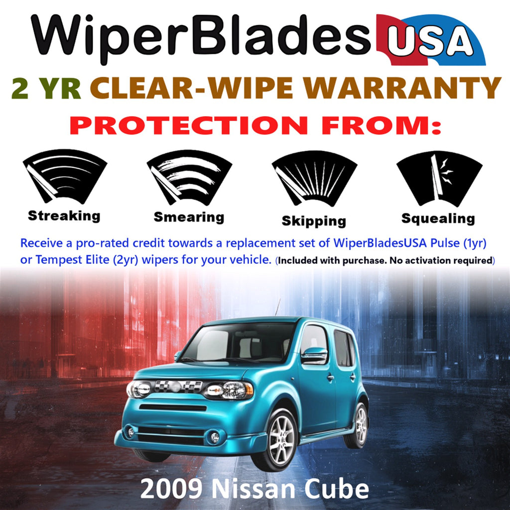 2009 Nissan Cube Front Wiper blades Set  Includes 2yr Wear Warranty & Free Delivery