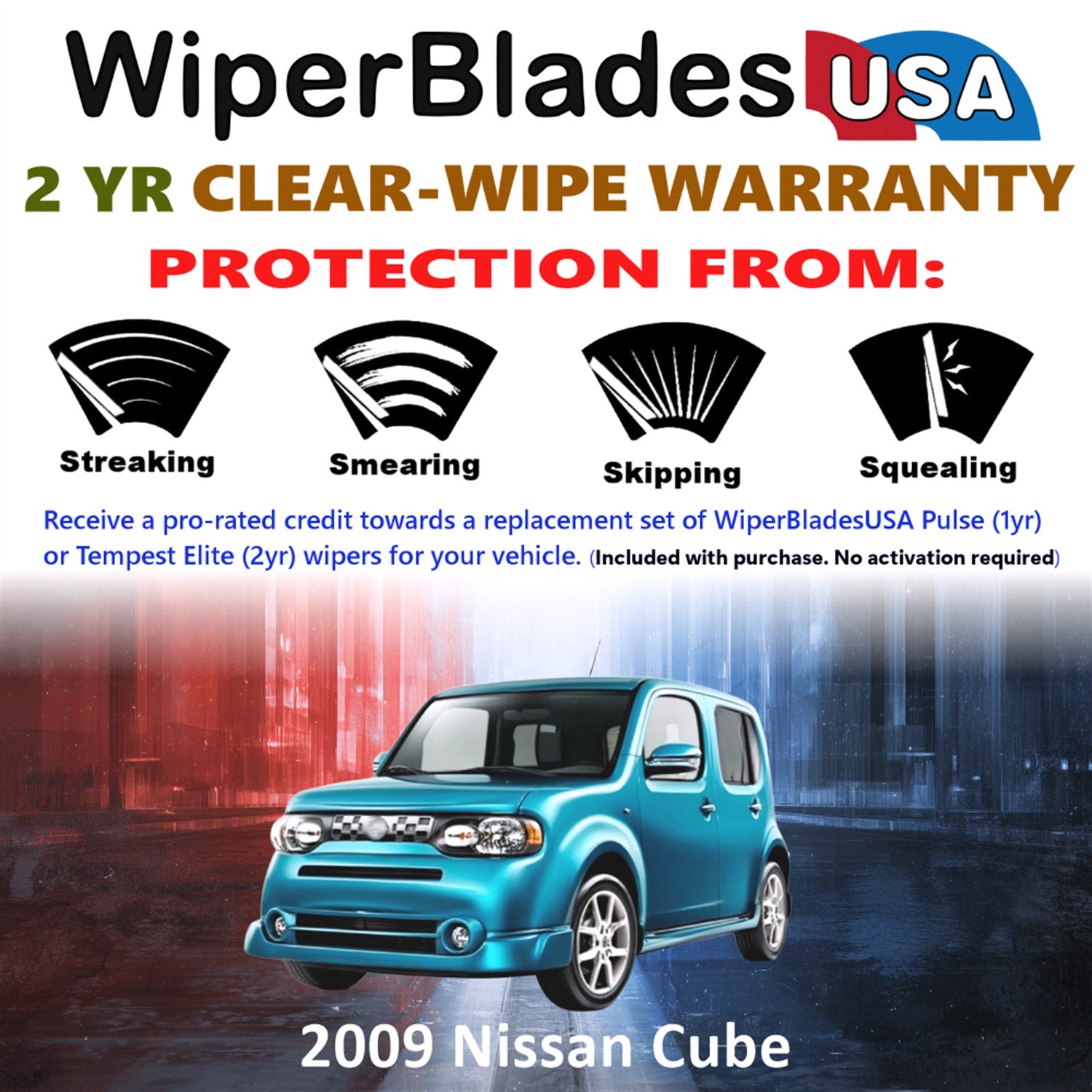 2009 Nissan Cube Front Wiper blades Set  Includes 2yr Wear Warranty & Free Delivery