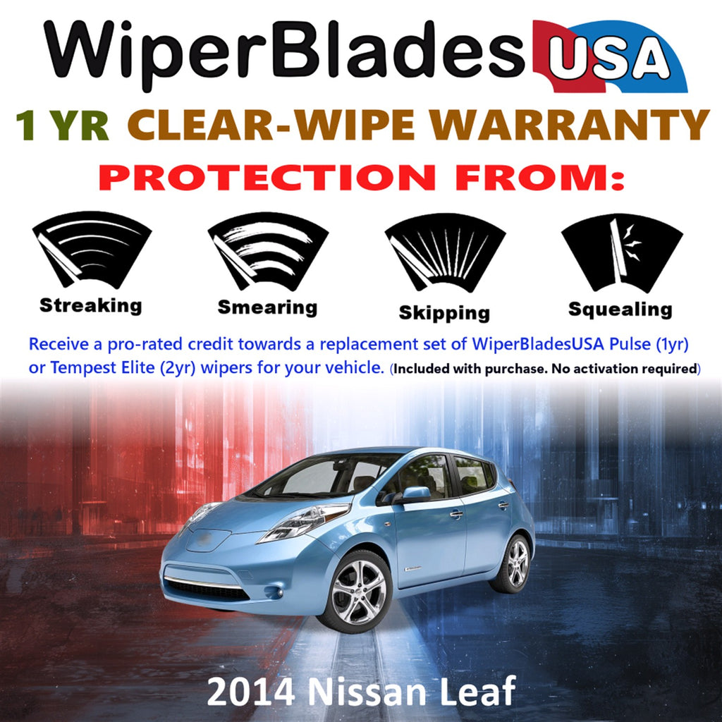 2014 Nissan Leaf Front Wiper blades Set Includes 1yr Wear Warranty & Free Delivery