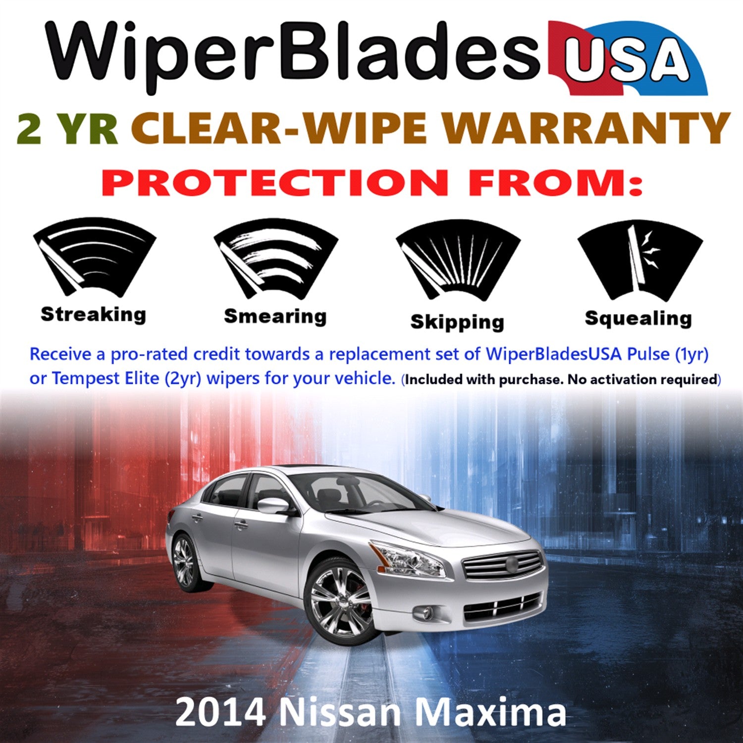 2014 Nissan Maxima Front Wiper blades Set  Includes 2yr Wear Warranty & Free Delivery
