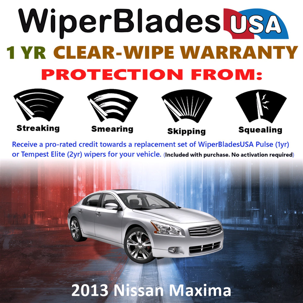 2013 Nissan Maxima Front Wiper blades Set Includes 1yr Wear Warranty & Free Delivery