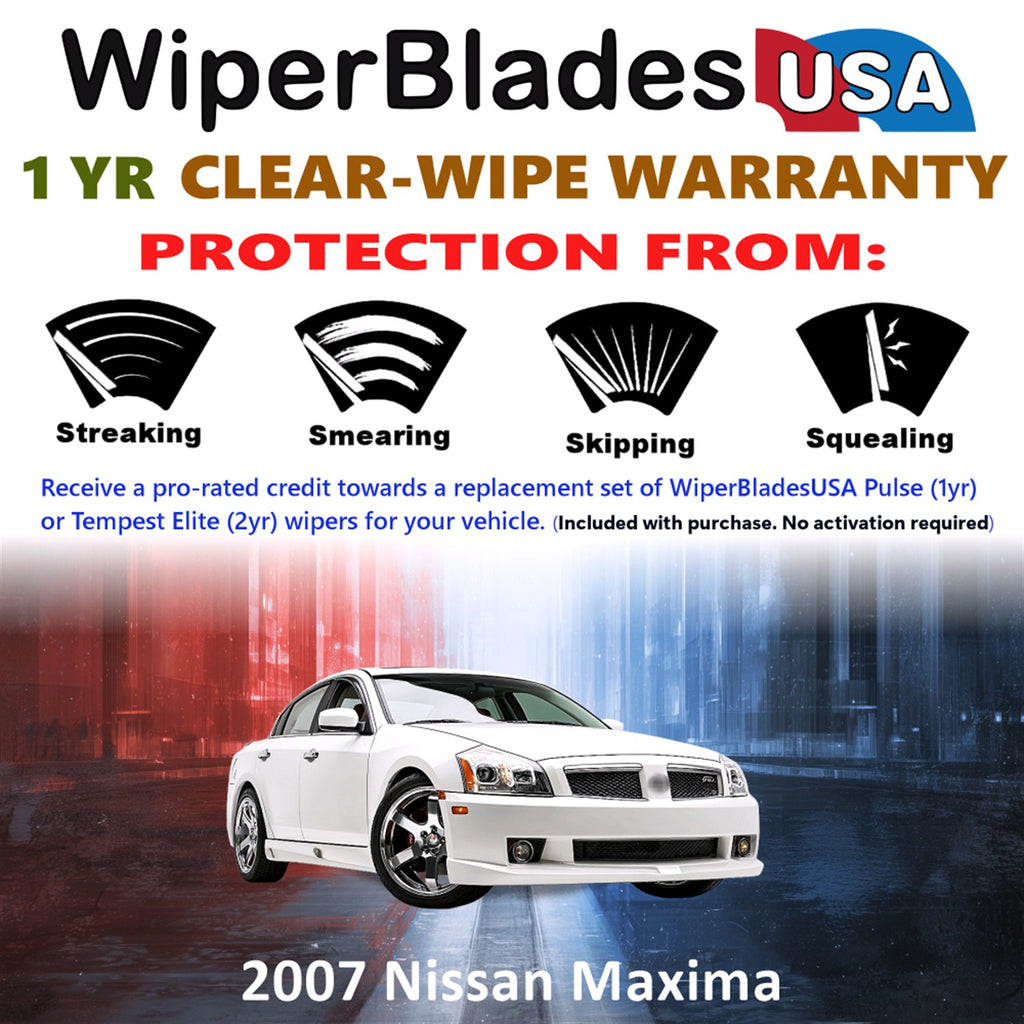 2007 Nissan Maxima Front Wiper blades Set Includes 1yr Wear Warranty & Free Delivery