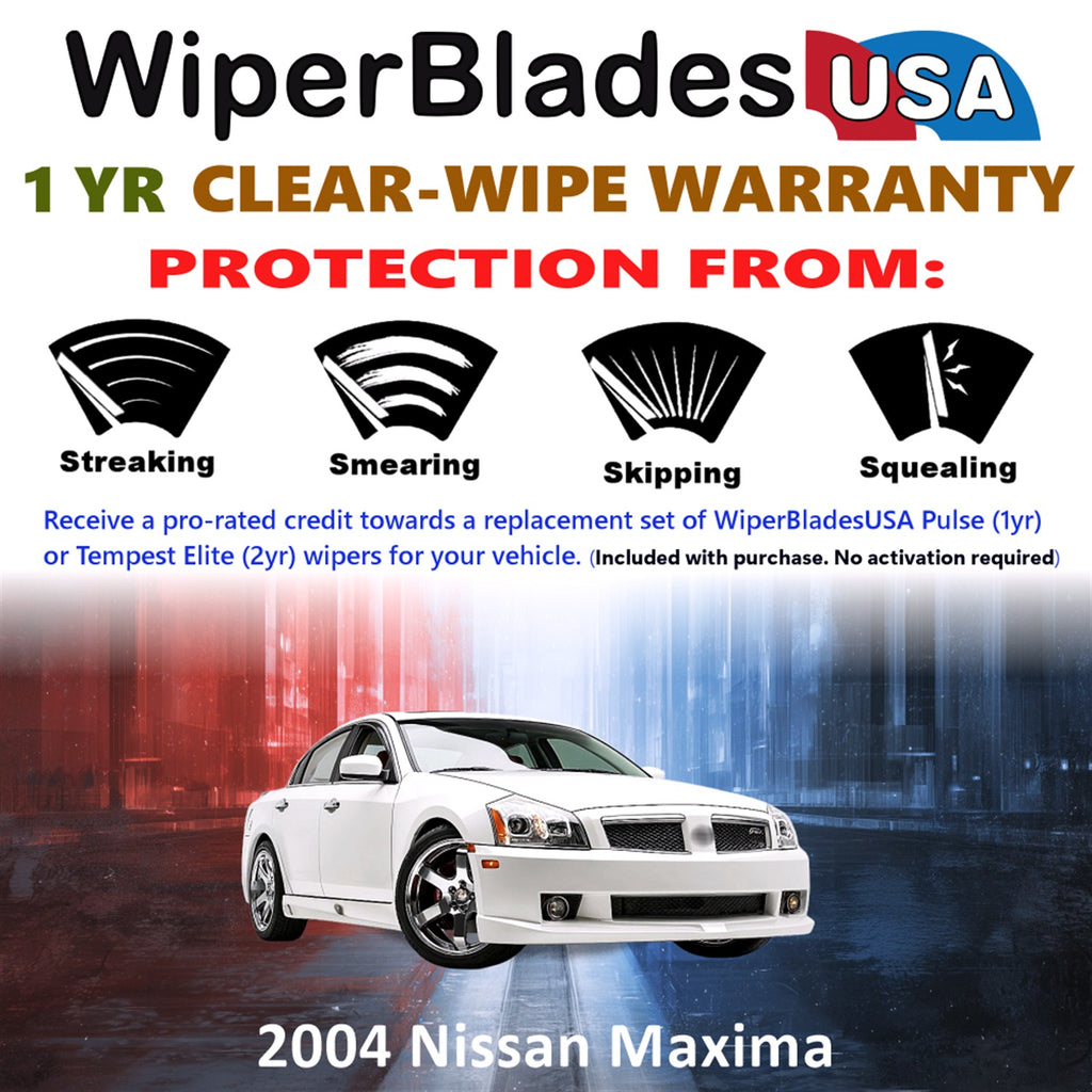 2004 Nissan Maxima Front Wiper blades Set Includes 1yr Wear Warranty & Free Delivery