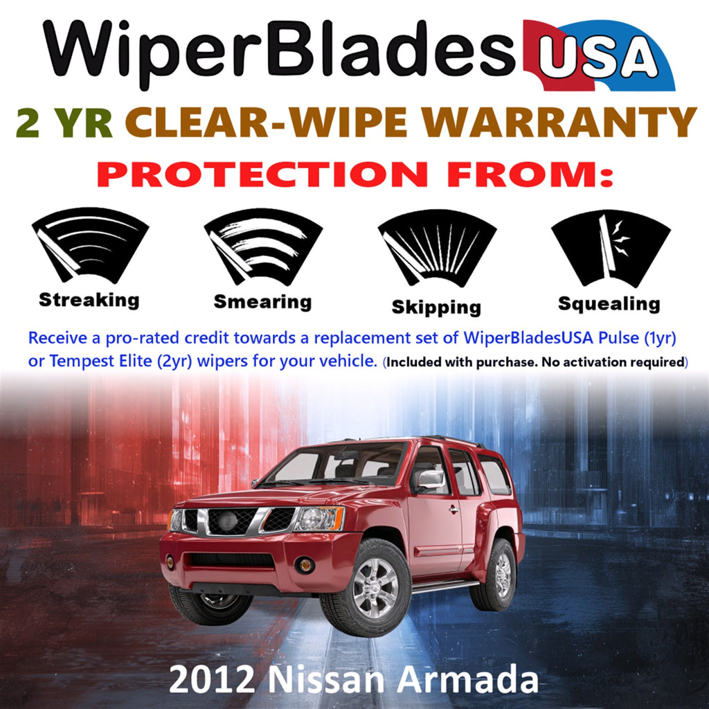 2012 Nissan Armada Front Wiper blades Set  Includes 2yr Wear Warranty & Free Delivery