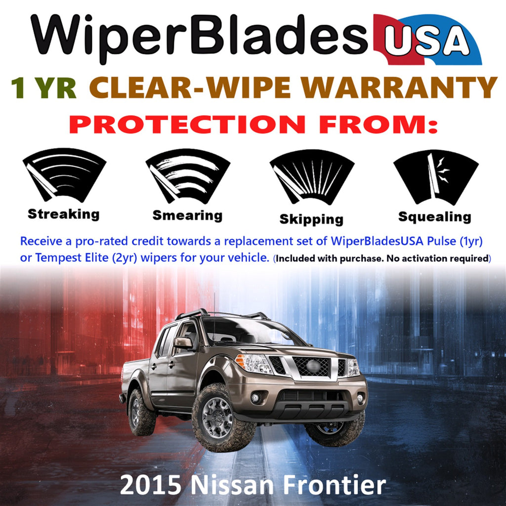 2015 Nissan Frontier Front Wiper blades Set Includes 1yr Wear Warranty & Free Delivery
