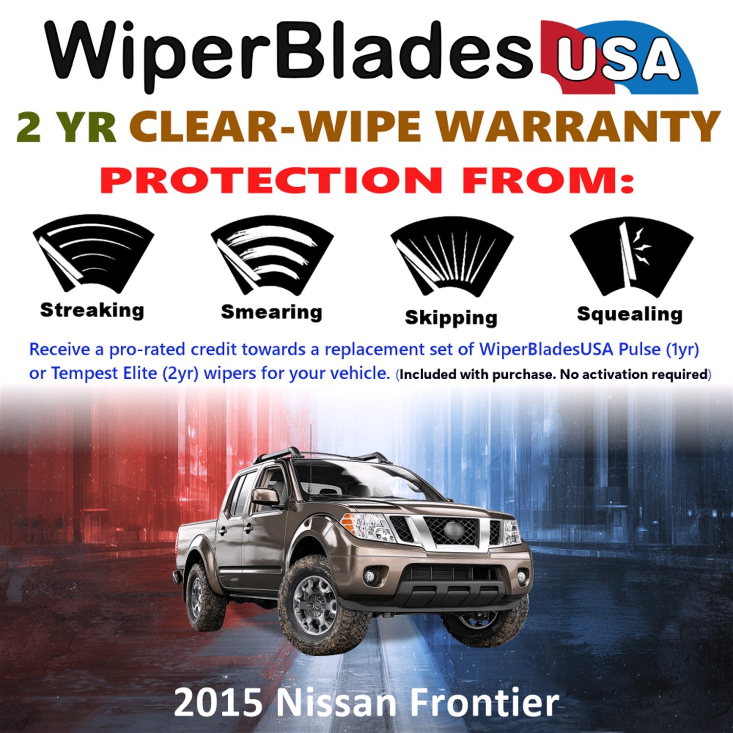 2015 Nissan Frontier Front Wiper blades Set  Includes 2yr Wear Warranty & Free Delivery