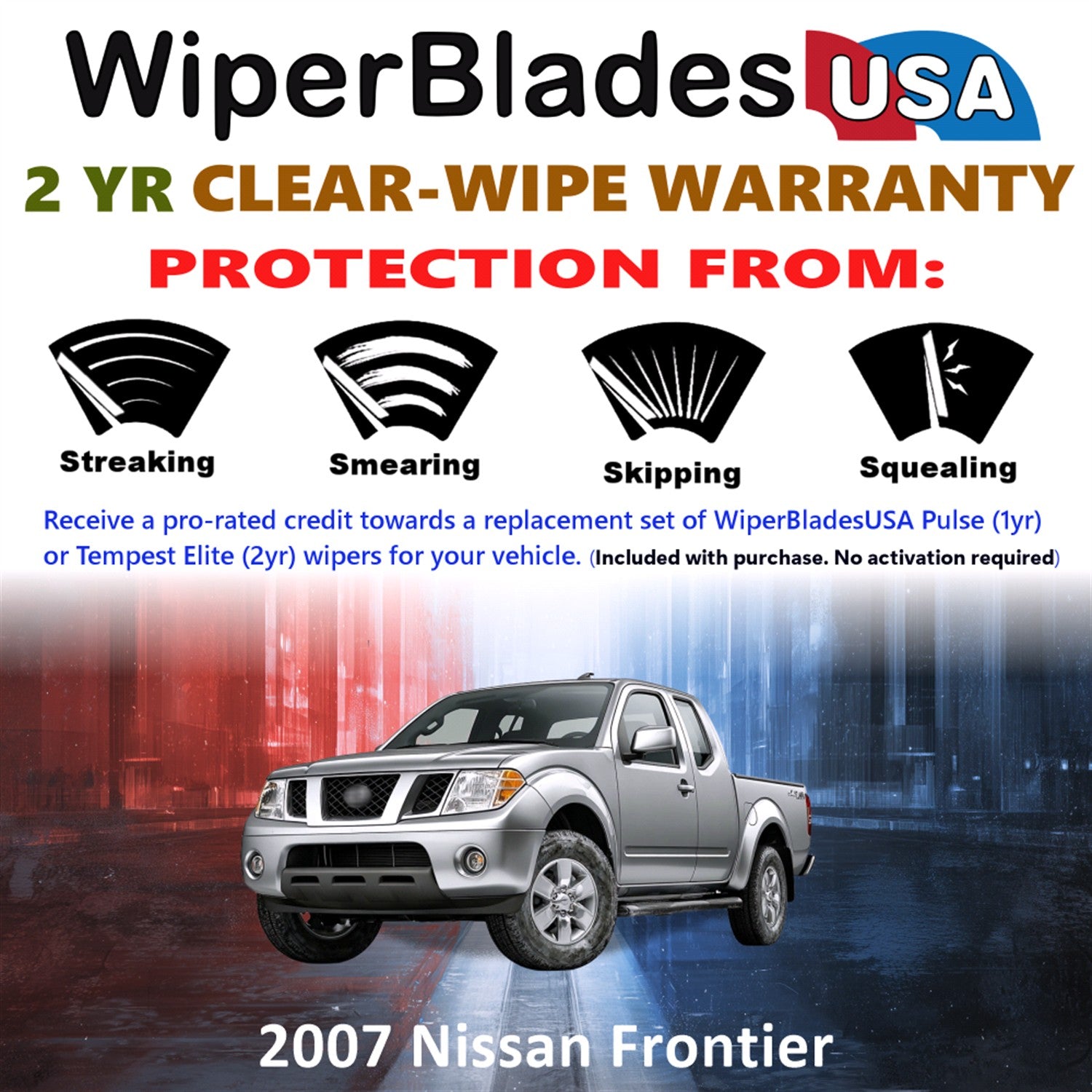 2007 Nissan Frontier Front Wiper blades Set  Includes 2yr Wear Warranty & Free Delivery