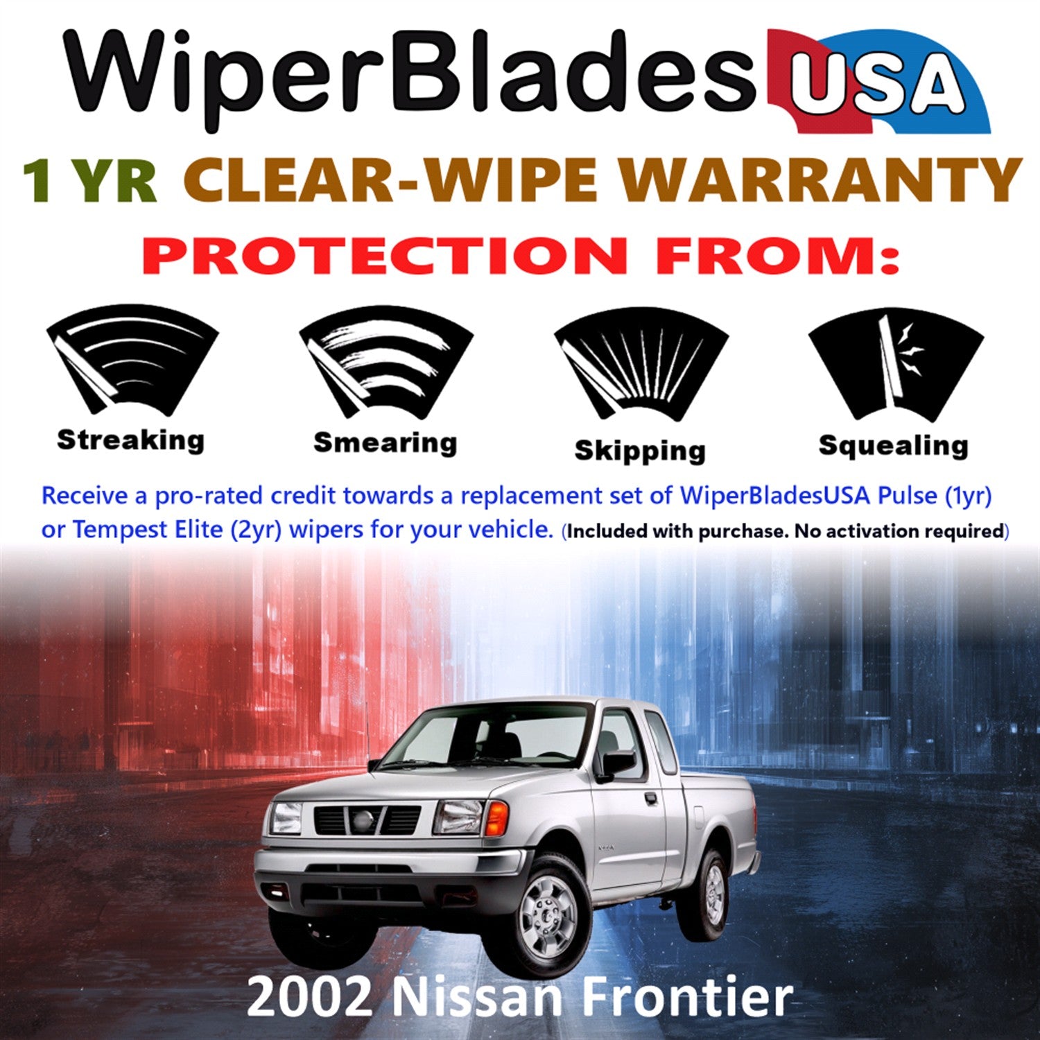 2002 Nissan Frontier Front Wiper blades Set Includes 1yr Wear Warranty & Free Delivery