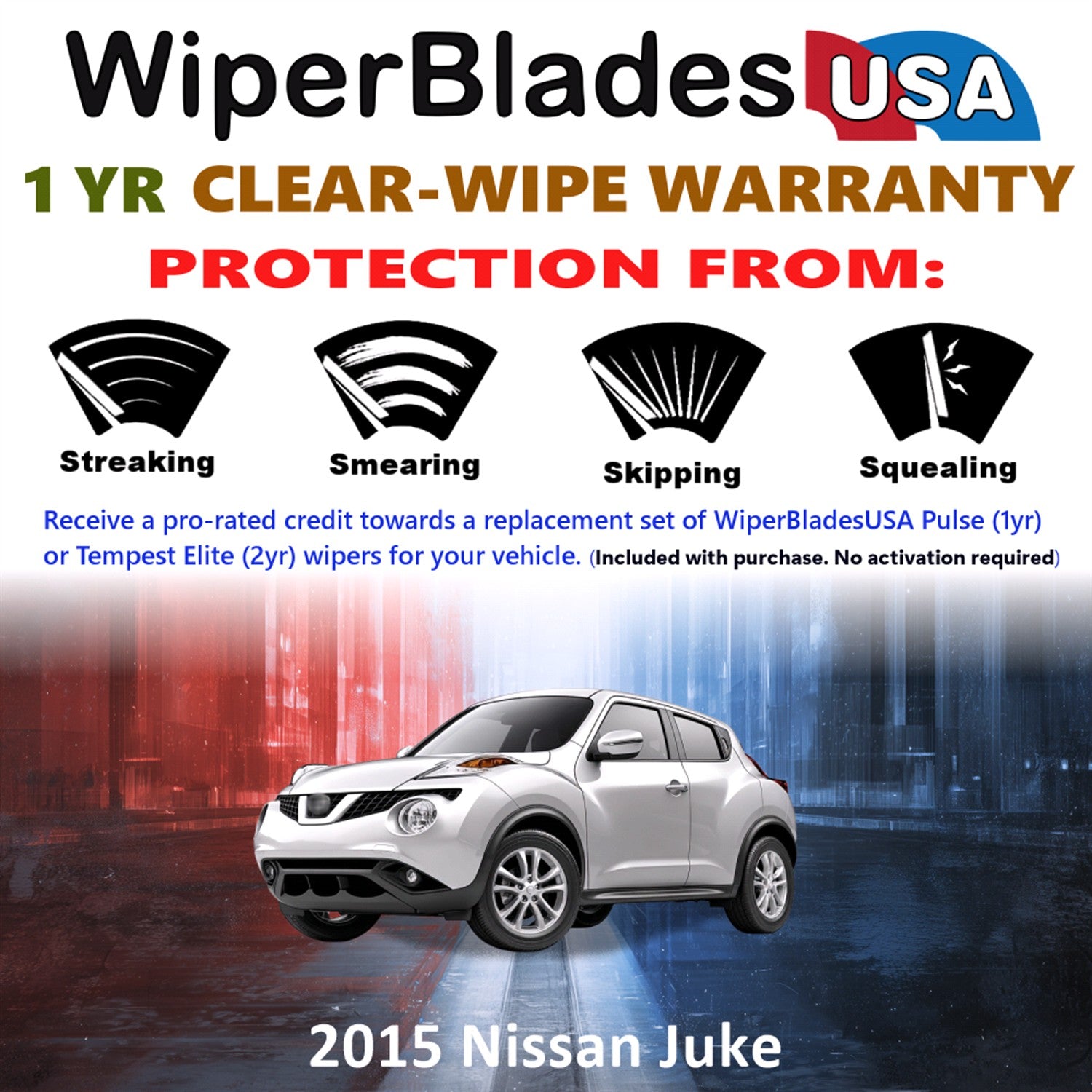 2015 Nissan Juke Front Wiper blades Set Includes 1yr Wear Warranty & Free Delivery