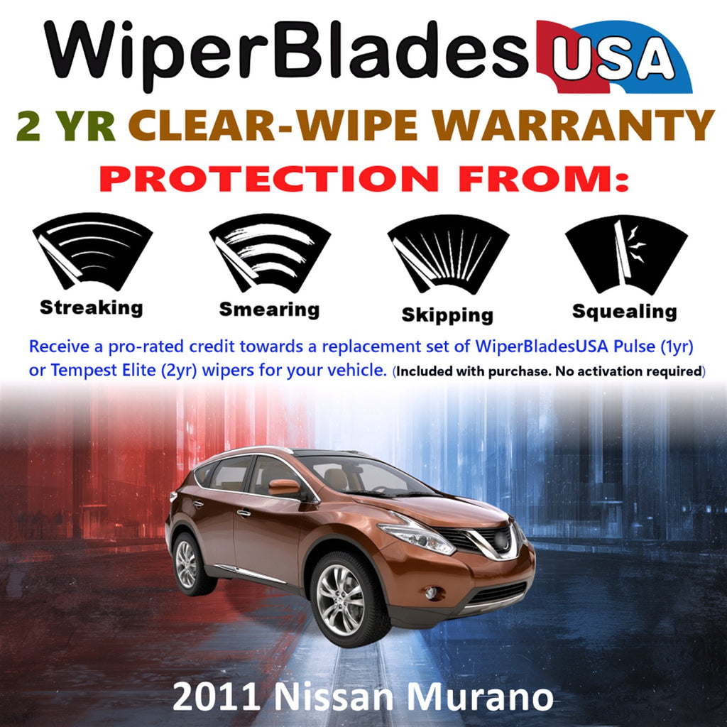 2011 Nissan Murano Front w/Rear Wiper blades Set  Includes 2yr Wear Warranty & Free Delivery