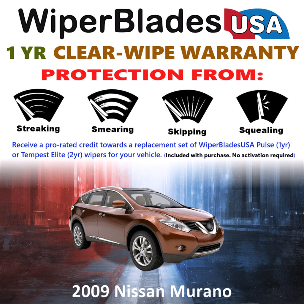 2009 Nissan Murano Front w/Rear Wiper blades Set Includes 1yr Wear Warranty & Free Delivery