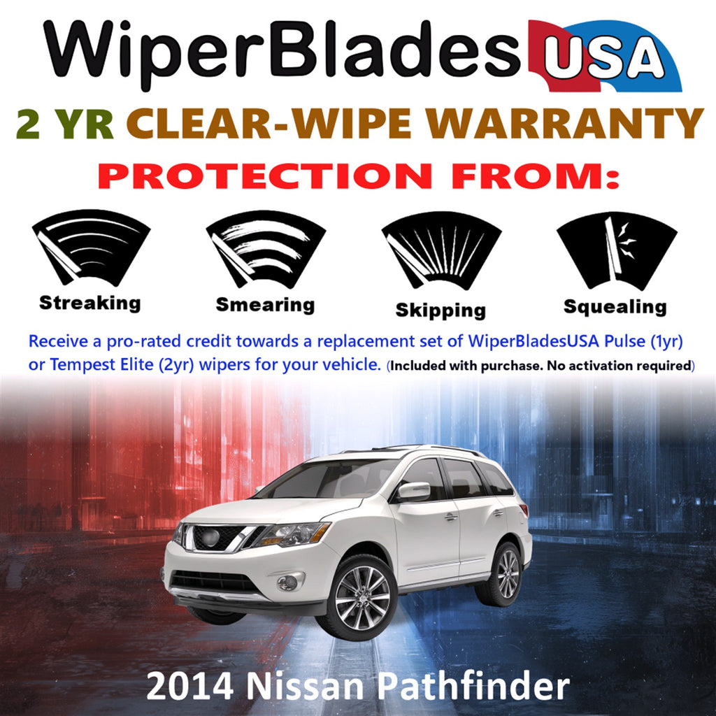 2014 Nissan Pathfinder Front Wiper blades Set  Includes 2yr Wear Warranty & Free Delivery