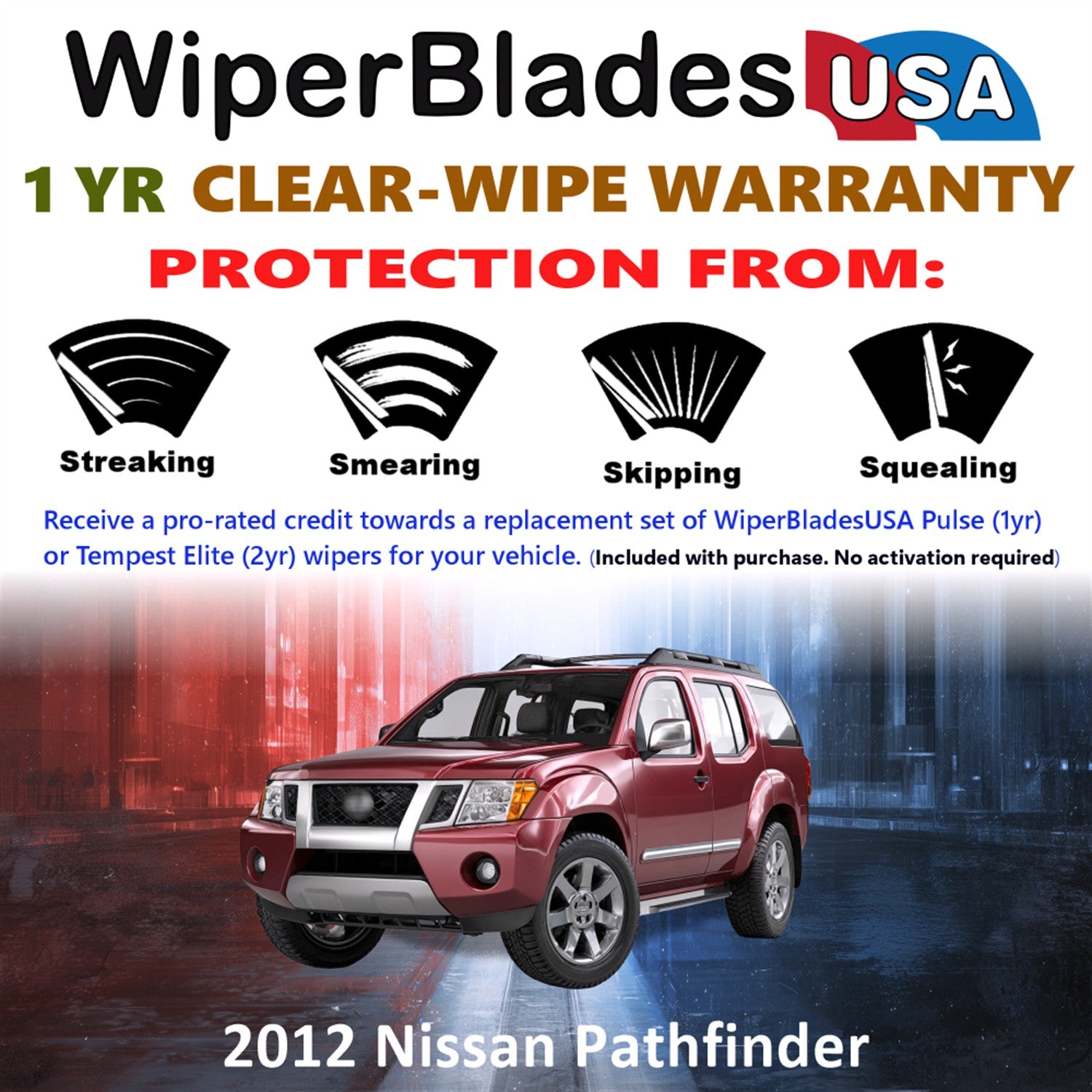 2012 Nissan Pathfinder Front Wiper blades Set Includes 1yr Wear Warranty & Free Delivery