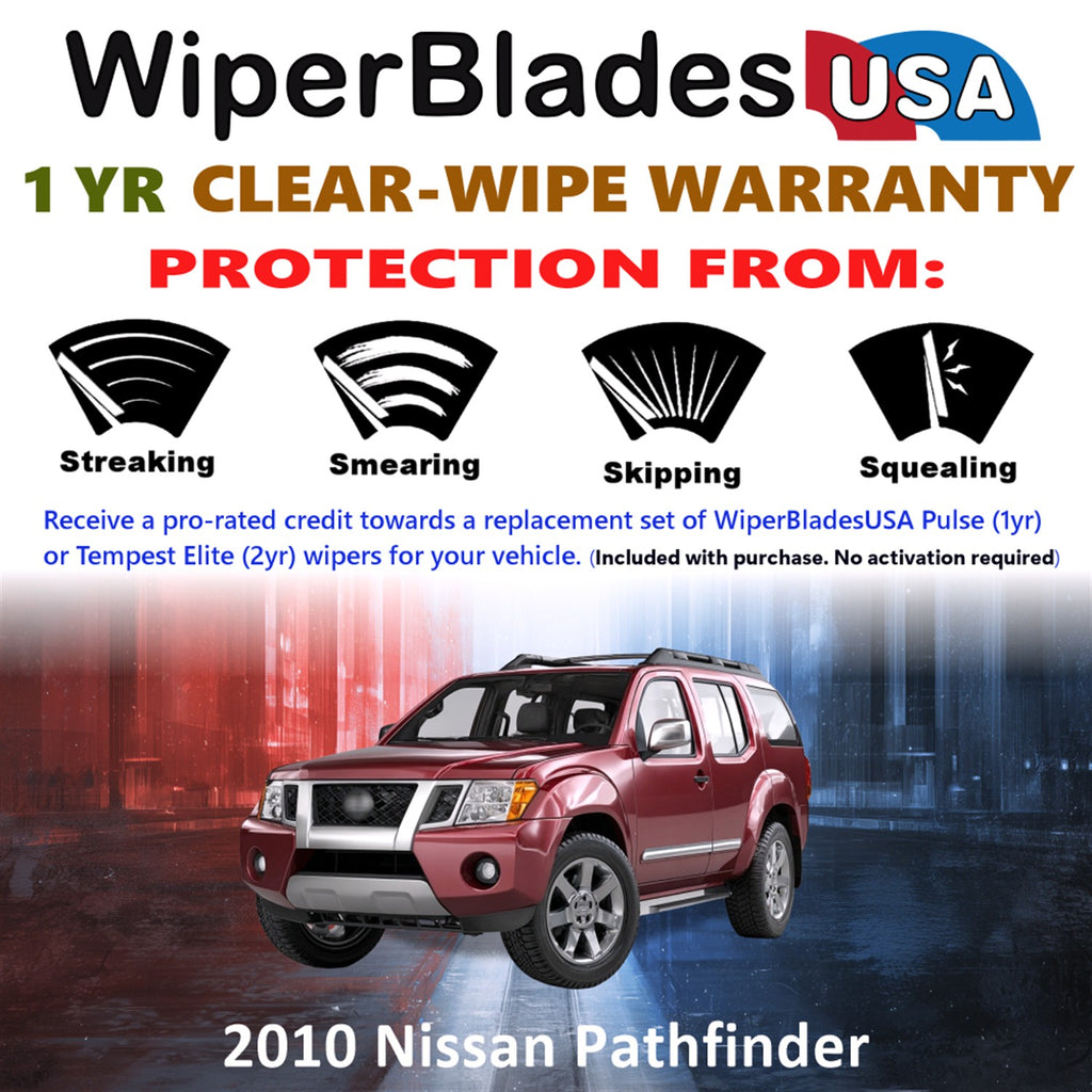 2010 Nissan Pathfinder Front Wiper blades Set Includes 1yr Wear Warranty & Free Delivery