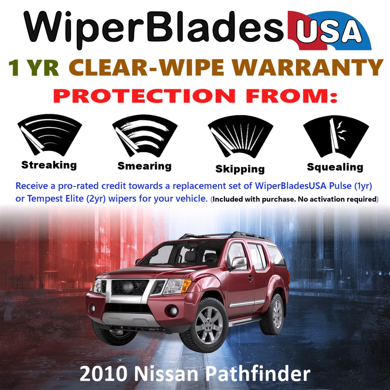 2010 Nissan Pathfinder Front Wiper blades Set Includes 1yr Wear Warranty & Free Delivery