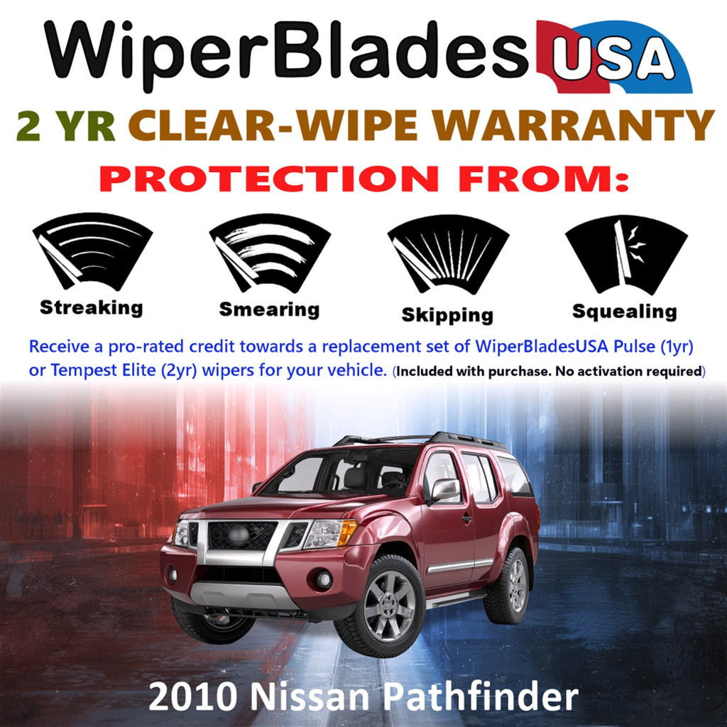 2010 Nissan Pathfinder Front Wiper blades Set  Includes 2yr Wear Warranty & Free Delivery