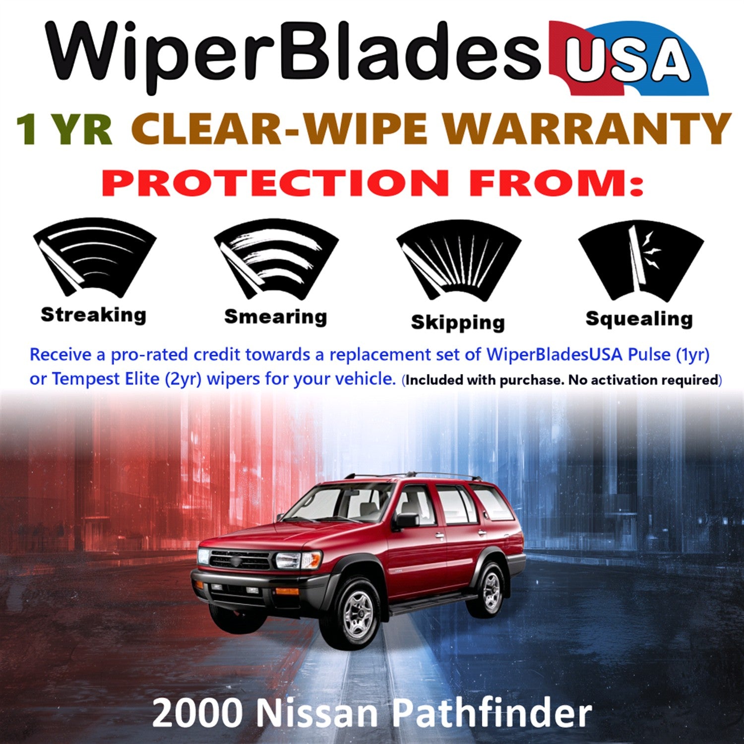2000 Nissan Pathfinder Front Wiper blades Set Includes 1yr Wear Warranty & Free Delivery