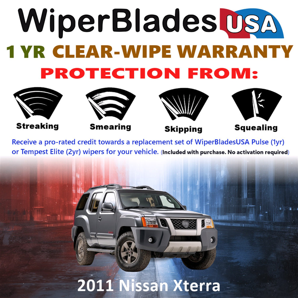 2011 Nissan Xterra Front w/Rear Wiper blades Set Includes 1yr Wear Warranty & Free Delivery