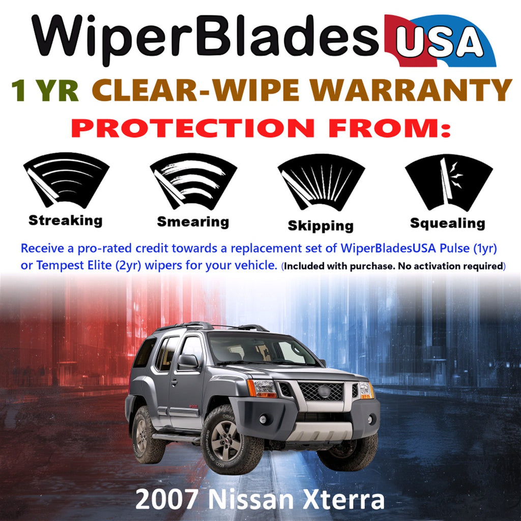 2007 Nissan Xterra Front w/Rear Wiper blades Set Includes 1yr Wear Warranty & Free Delivery