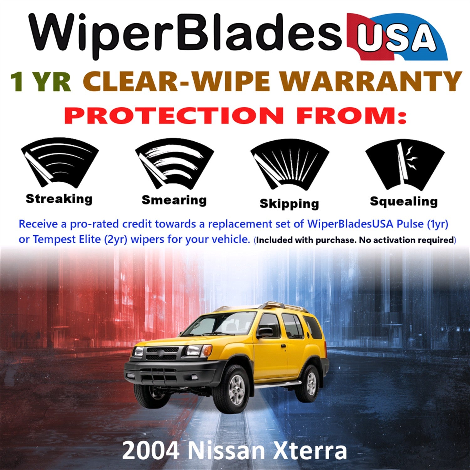 2004 Nissan Xterra Front w/Rear Wiper blades Set Includes 1yr Wear Warranty & Free Delivery