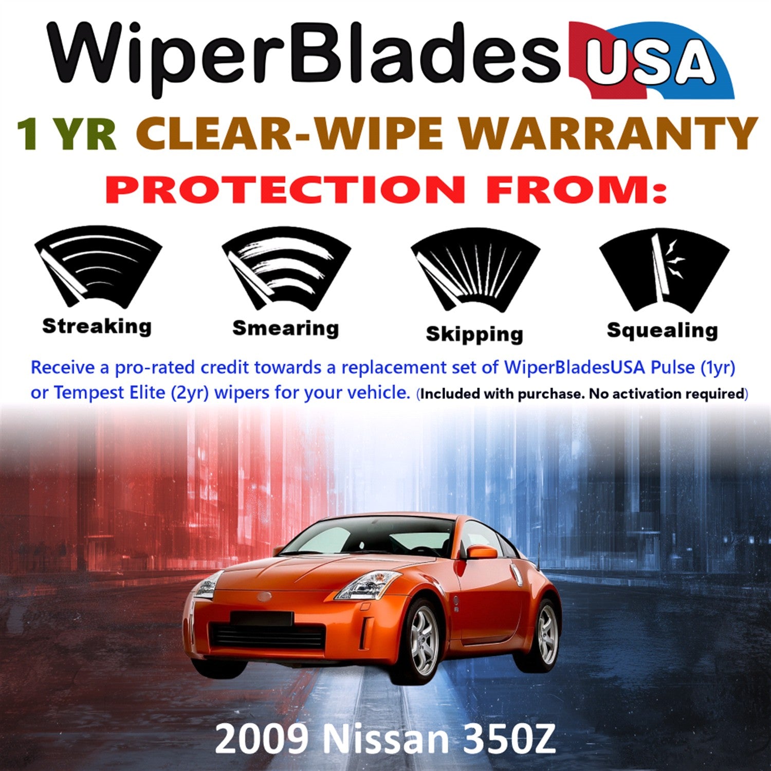 2009 Nissan 350Z Front w/Rear Wiper blades Set Includes 1yr Wear Warranty & Free Delivery