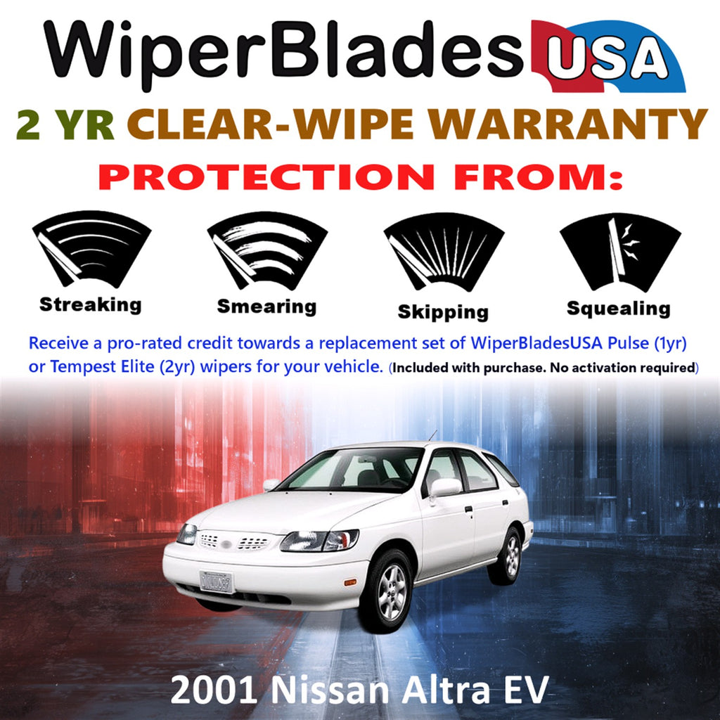 2001 Nissan Altra EV Front w/Rear Wiper blades Set  Includes 2yr Wear Warranty & Free Delivery