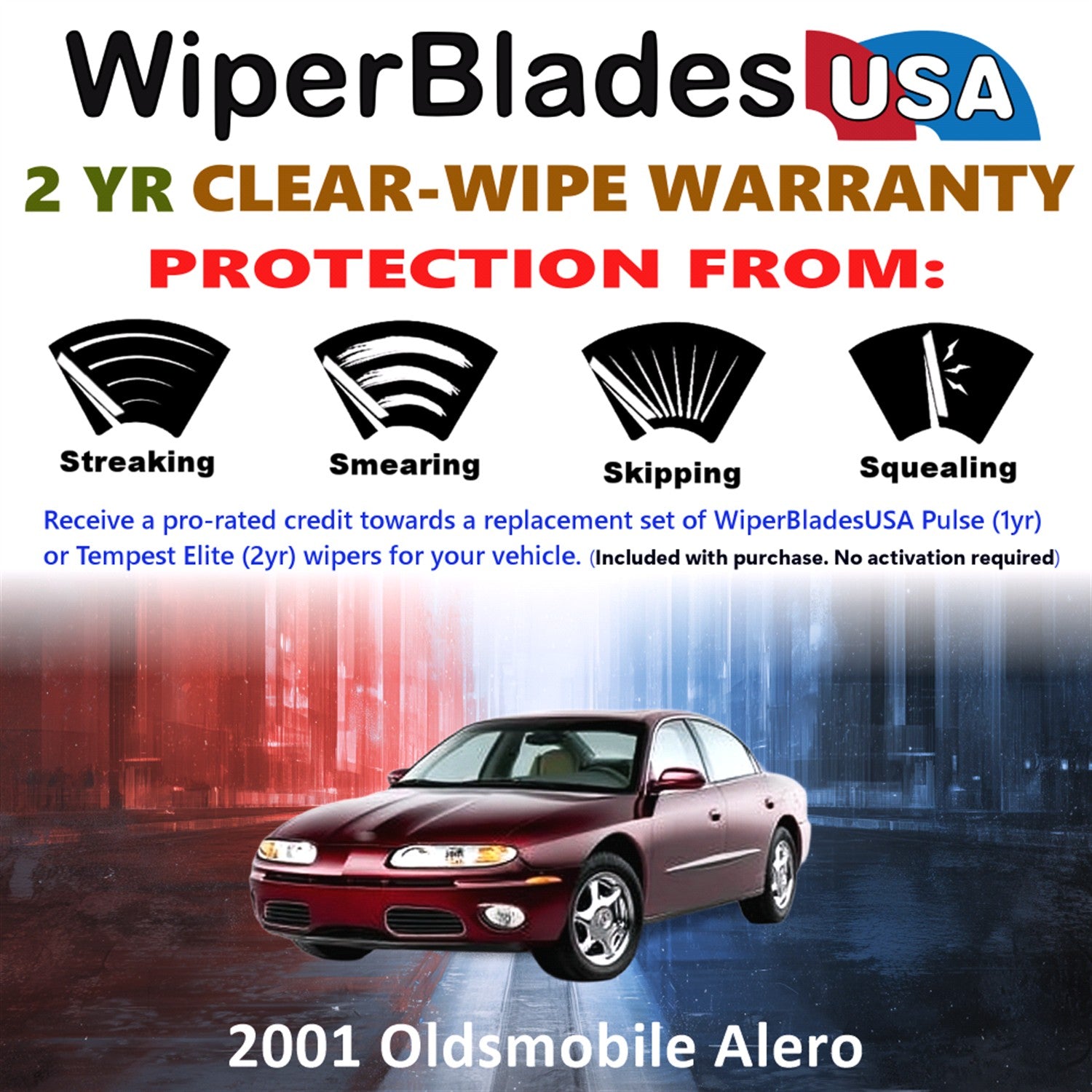 2001 Oldsmobile Alero Front Wiper blades Set  Includes 2yr Wear Warranty & Free Delivery