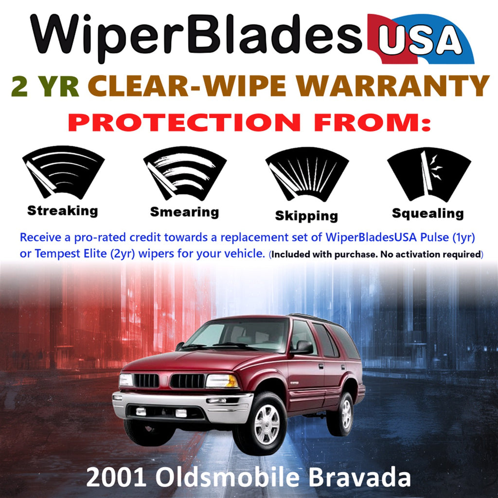2001 Oldsmobile Bravada Front w/Rear Wiper blades Set  Includes 2yr Wear Warranty & Free Delivery