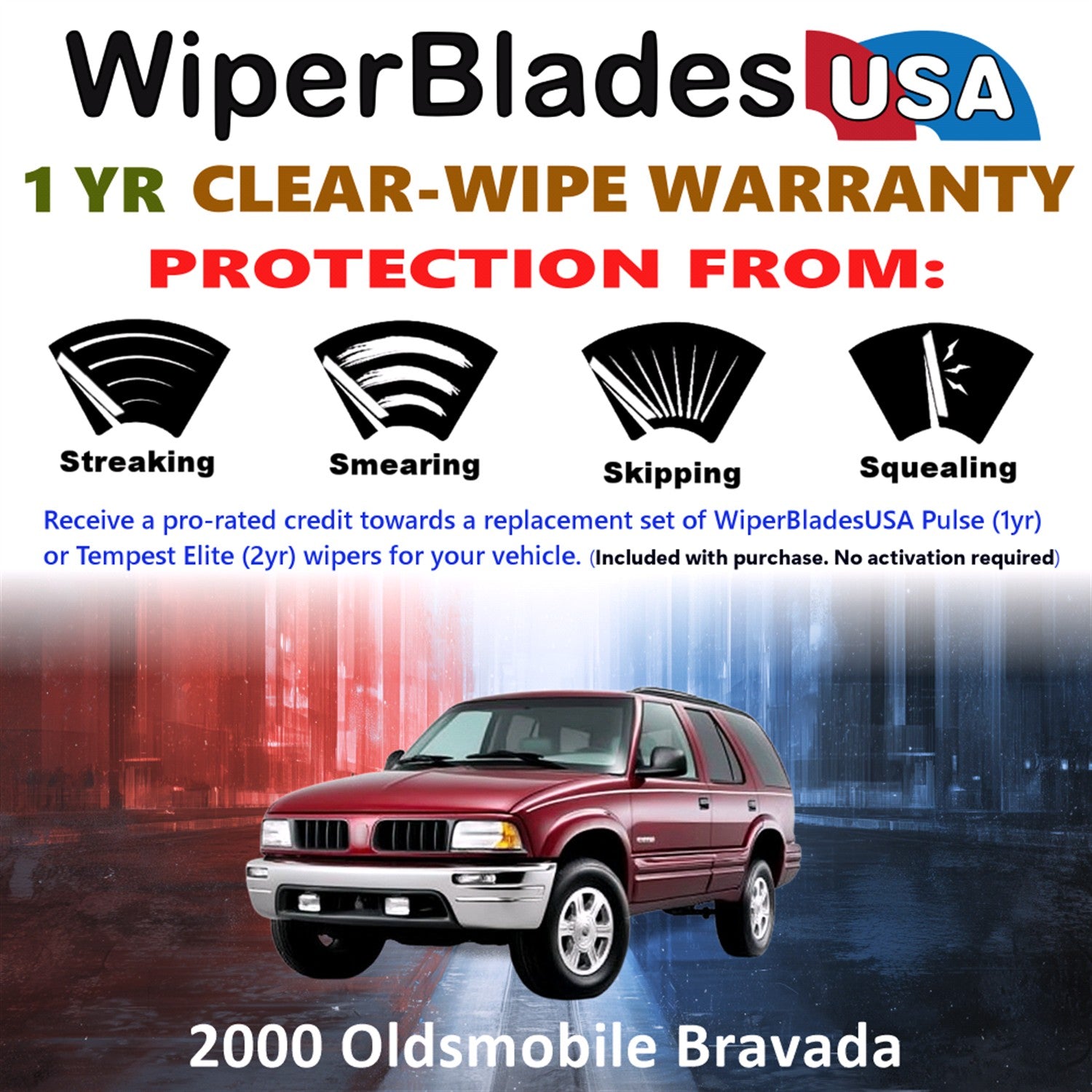 2000 Oldsmobile Bravada Front Wiper blades Set Includes 1yr Wear Warranty & Free Delivery