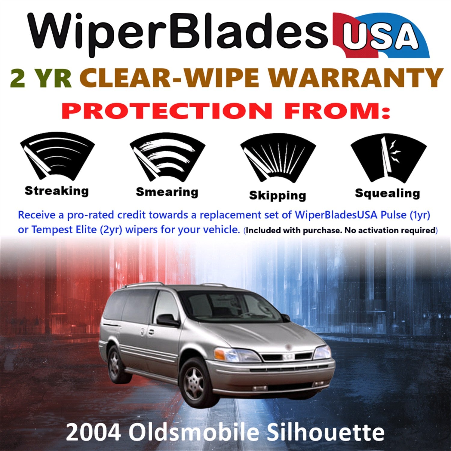 2004 Oldsmobile Silhouette Front Wiper blades Set  Includes 2yr Wear Warranty & Free Delivery