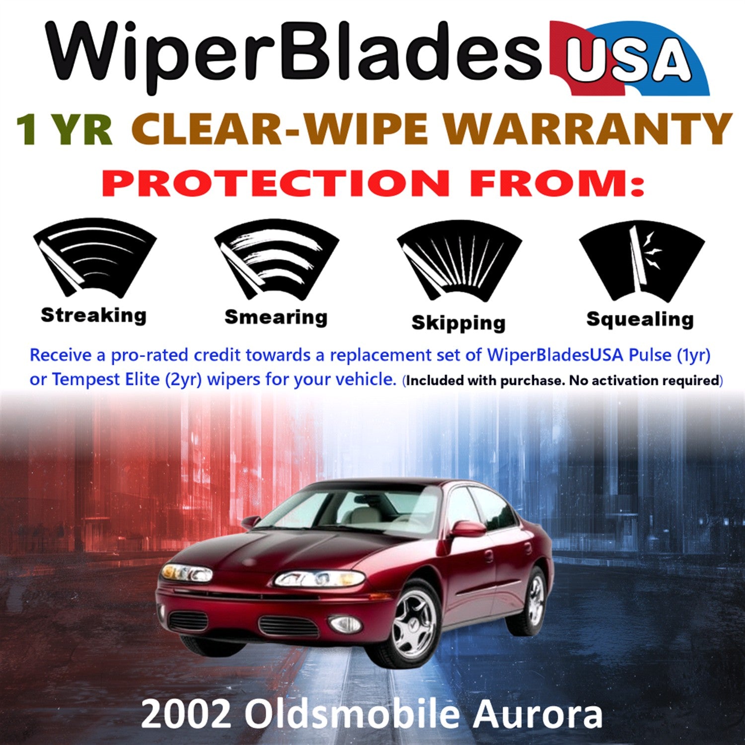 2002 Oldsmobile Aurora Front Wiper blades Set Includes 1yr Wear Warranty & Free Delivery