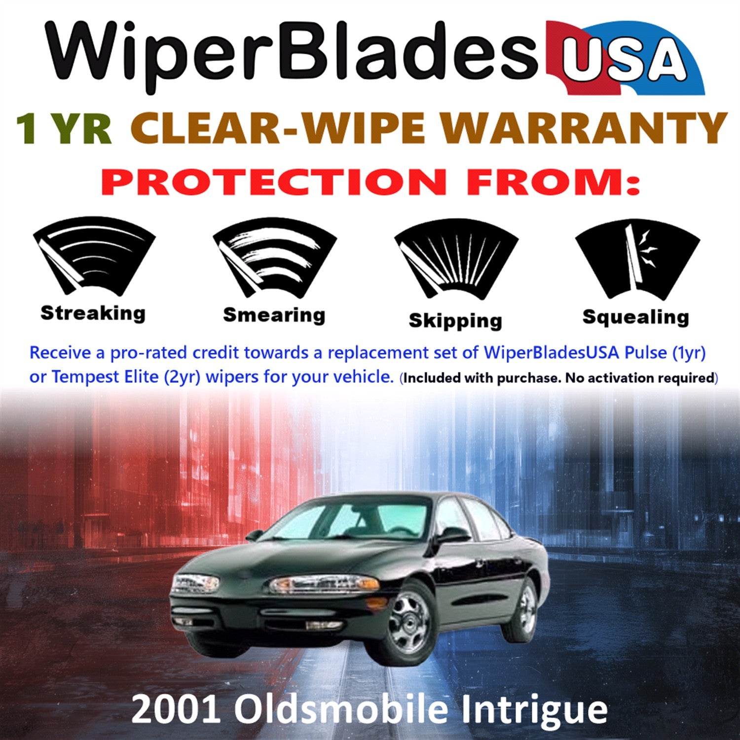 2001 Oldsmobile Intrigue Front Wiper blades Set Includes 1yr Wear Warranty & Free Delivery