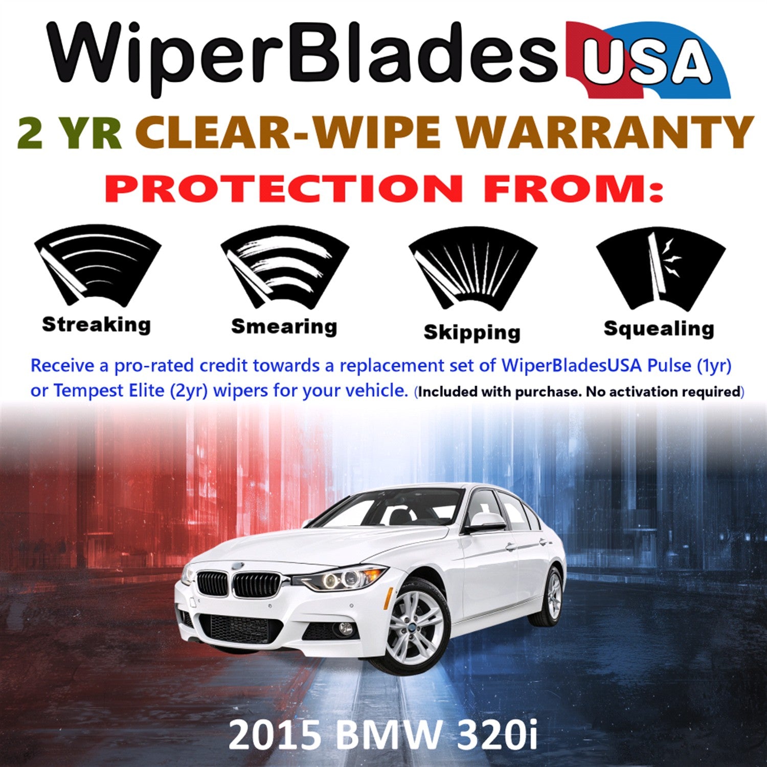 2015 BMW 320i Front Wiper blades Set  Includes 2yr Wear Warranty & Free Delivery