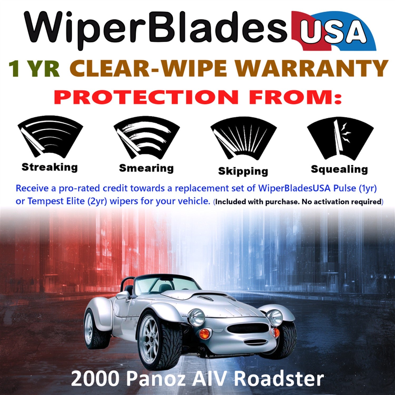 2000 Panoz AIV Roadster Front Wiper blades Set Includes 1yr Wear Warranty & Free Delivery
