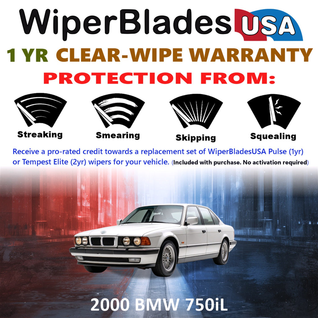2000 BMW 750iL Front Wiper blades Set Includes 1yr Wear Warranty & Free Delivery