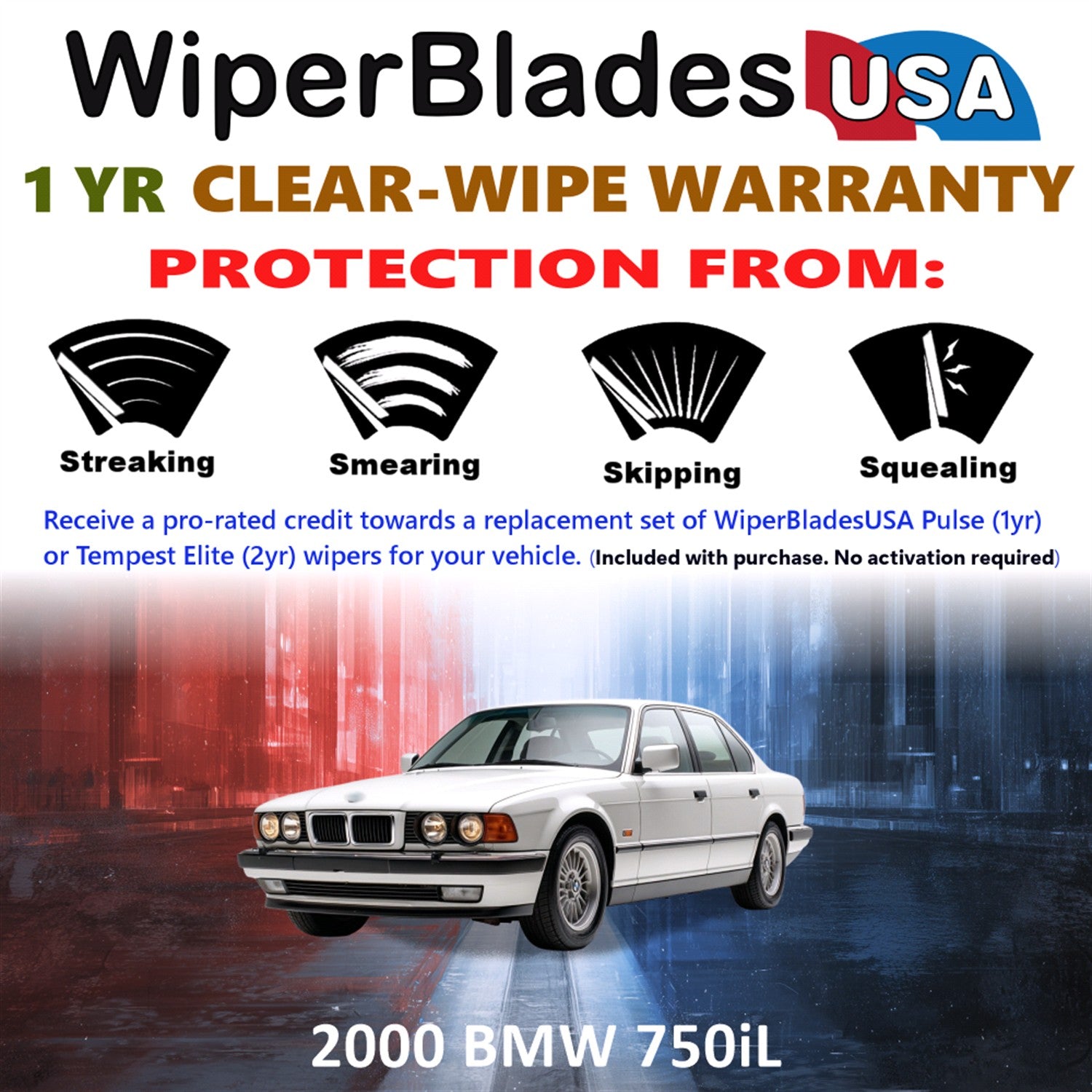 2000 BMW 750iL Front Wiper blades Set Includes 1yr Wear Warranty & Free Delivery