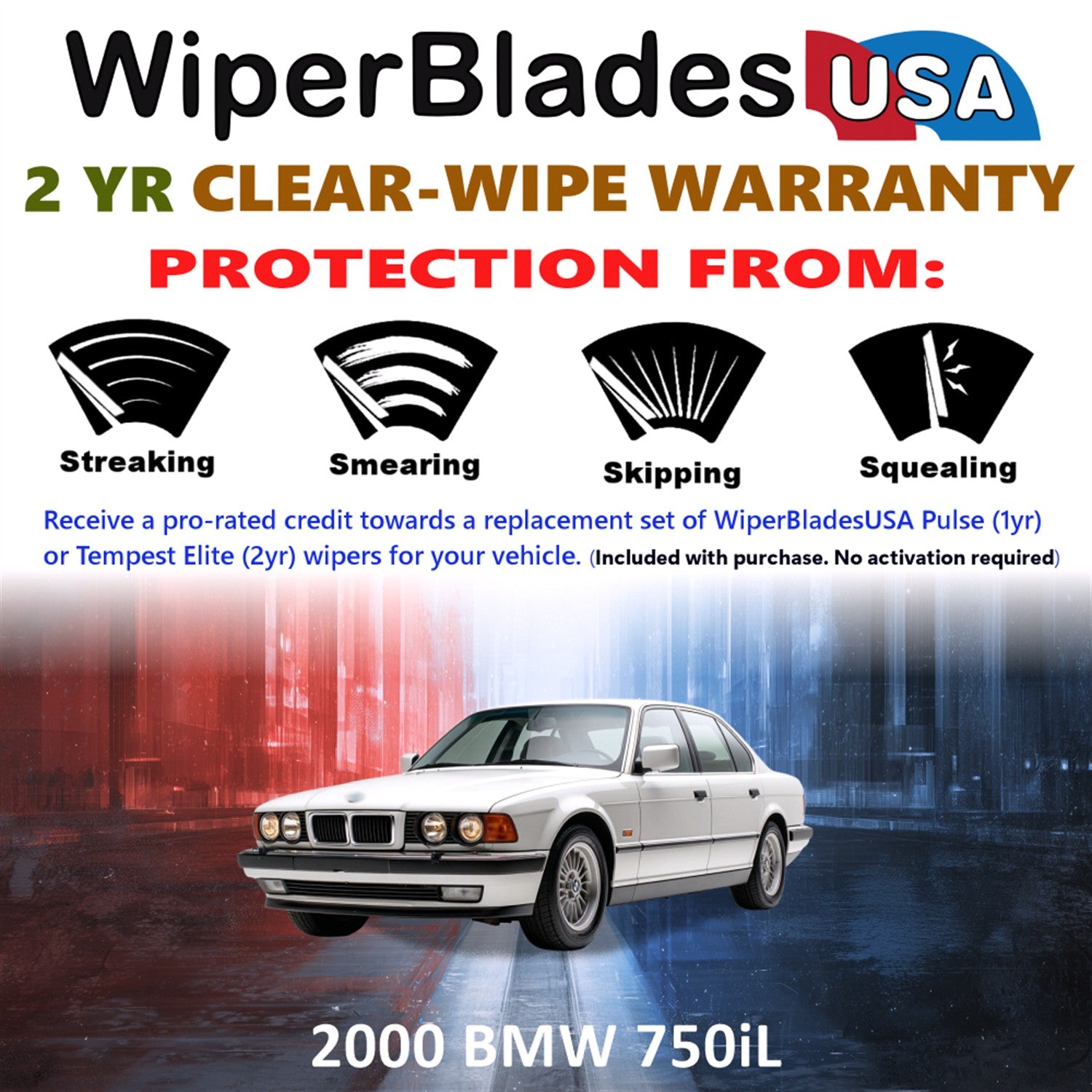 2000 BMW 750iL Front Wiper blades Set  Includes 2yr Wear Warranty & Free Delivery