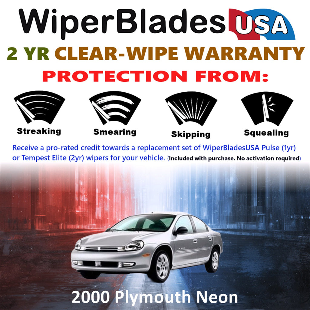 2000 Plymouth Neon Front Wiper blades Set  Includes 2yr Wear Warranty & Free Delivery