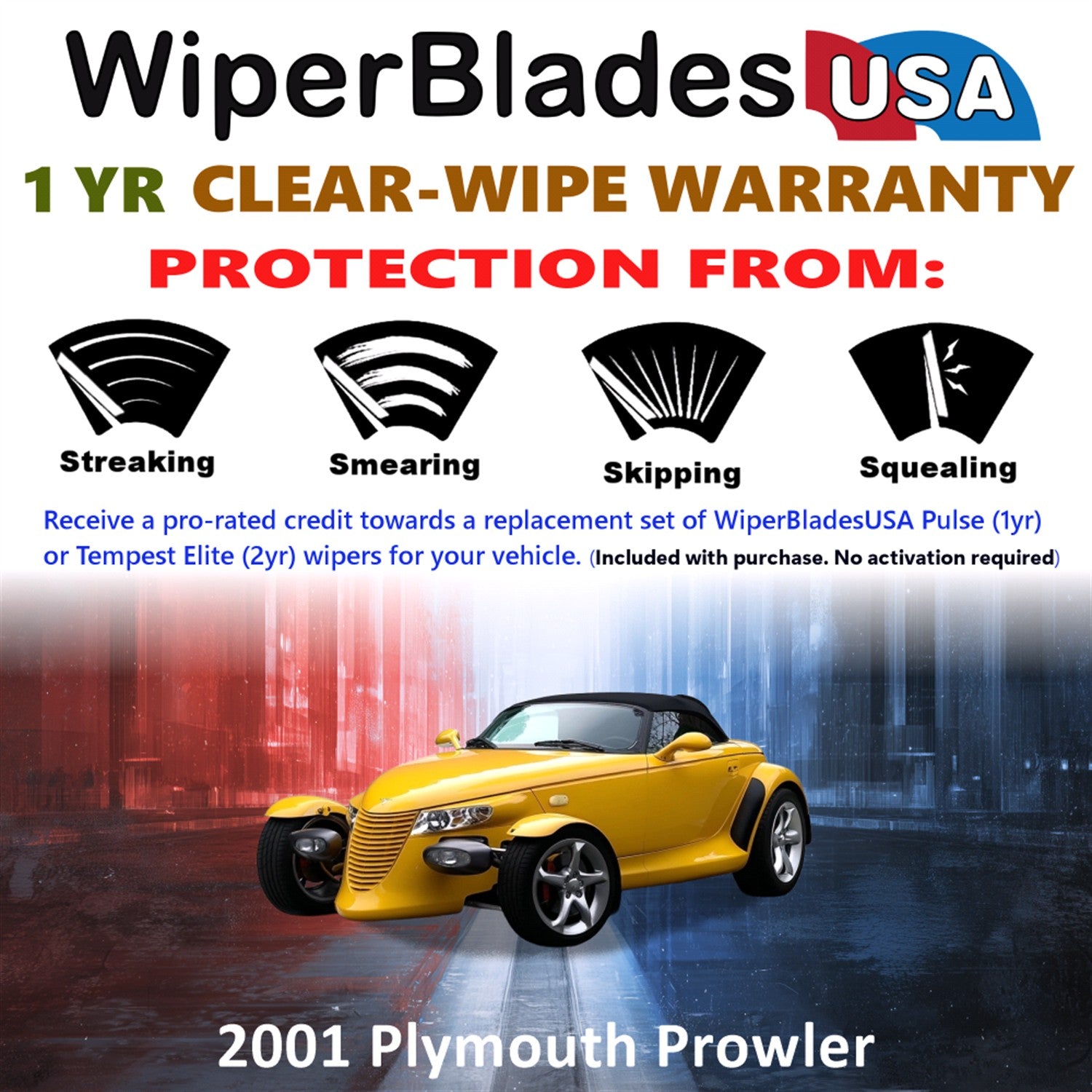 2001 Plymouth Prowler Front Wiper blades Set Includes 1yr Wear Warranty & Free Delivery