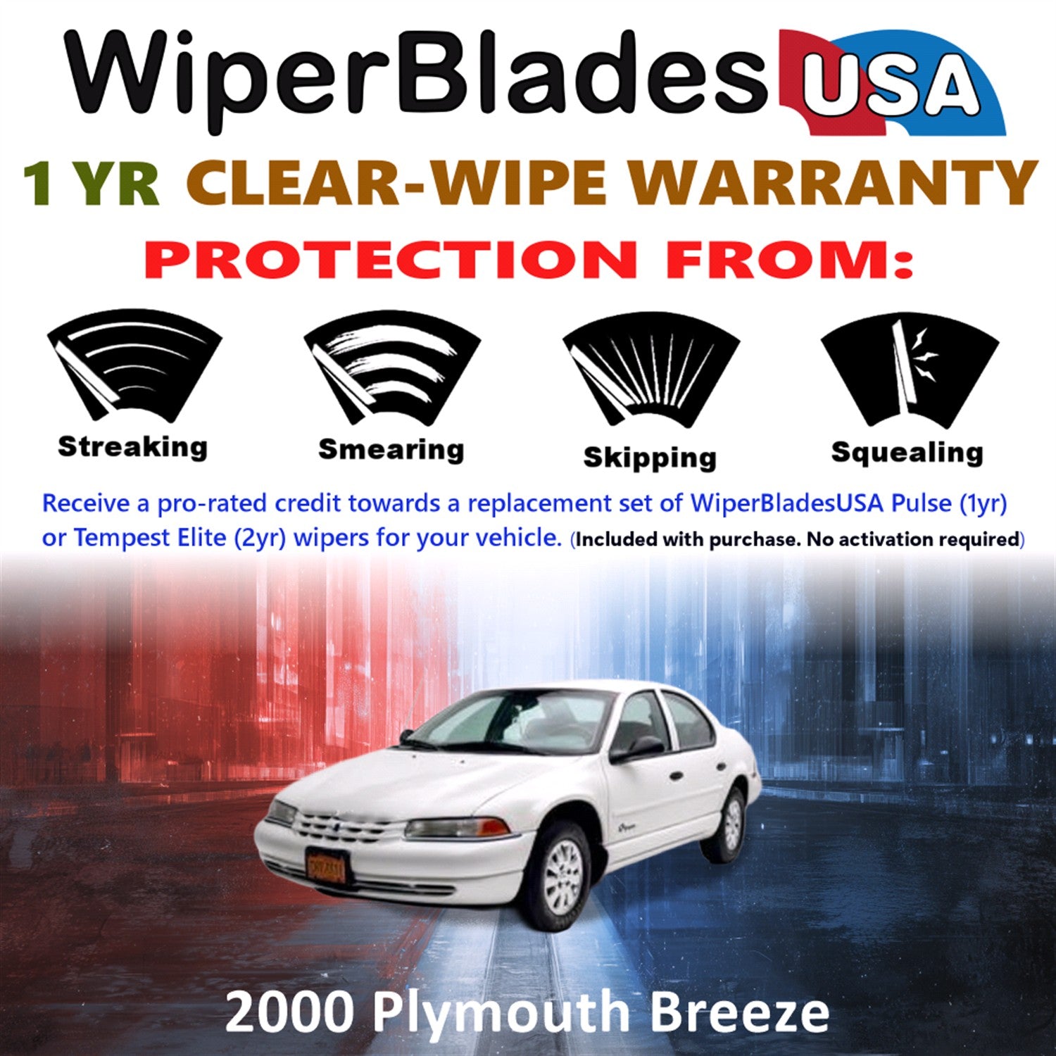 2000 Plymouth Breeze Front Wiper blades Set Includes 1yr Wear Warranty & Free Delivery