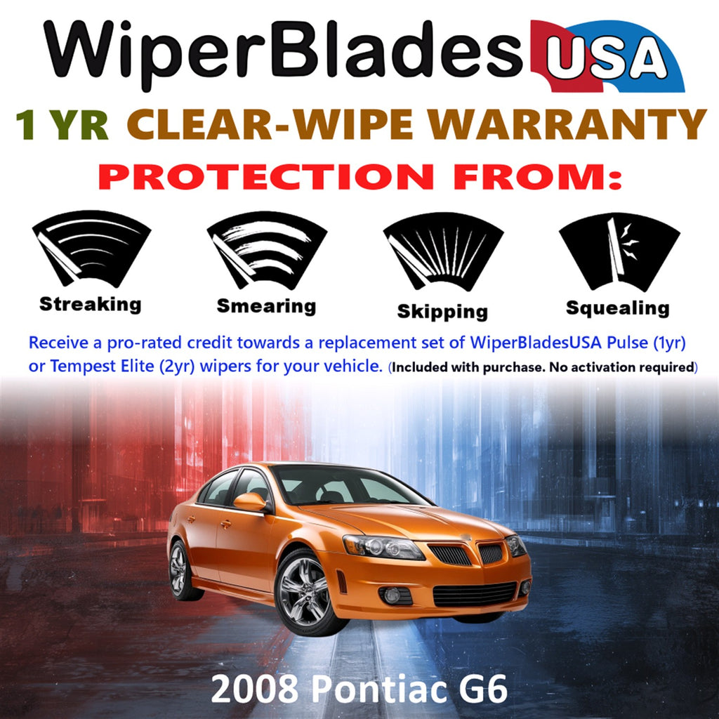 2008 Pontiac G6 Front Wiper blades Set Includes 1yr Wear Warranty & Free Delivery
