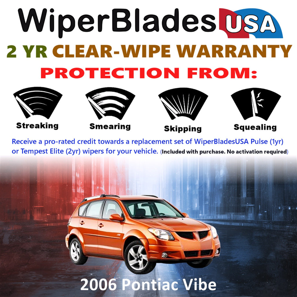 2006 Pontiac Vibe Front Wiper blades Set  Includes 2yr Wear Warranty & Free Delivery