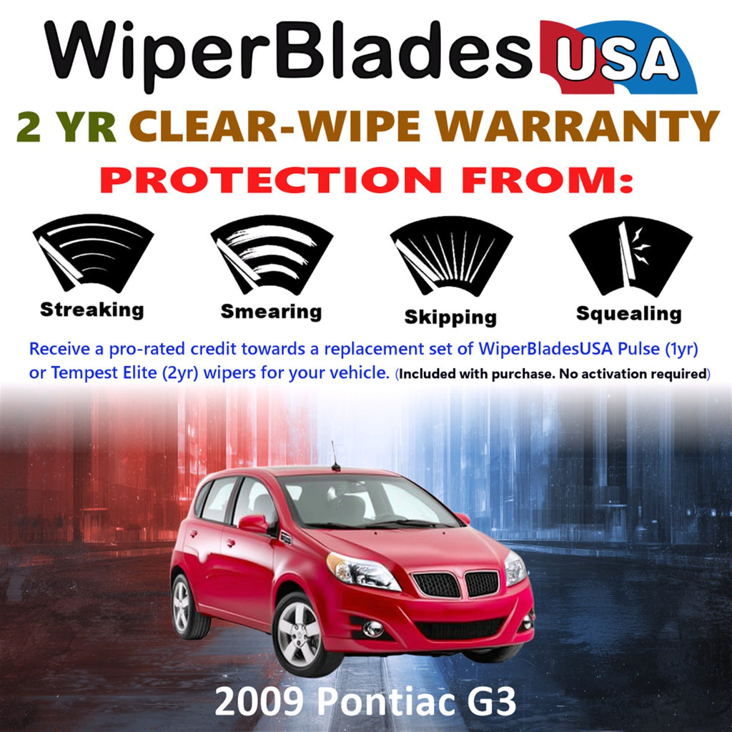 2009 Pontiac G3 Front Wiper blades Set  Includes 2yr Wear Warranty & Free Delivery