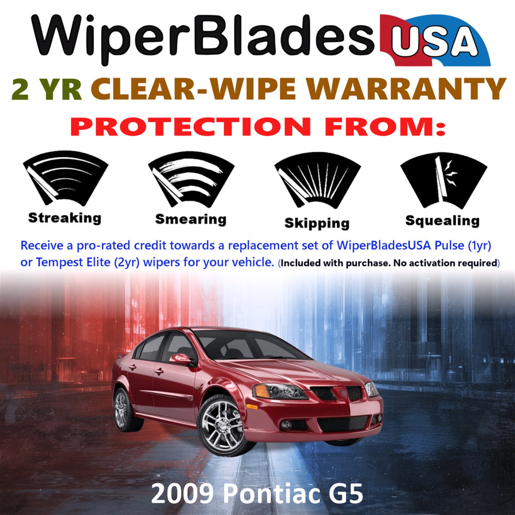 2009 Pontiac G5 Front Wiper blades Set  Includes 2yr Wear Warranty & Free Delivery