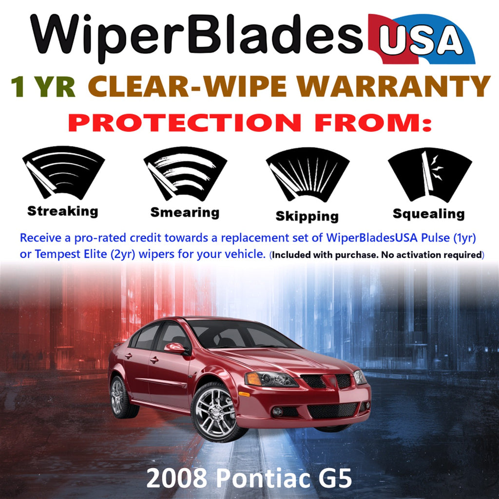 2008 Pontiac G5 Front Wiper blades Set Includes 1yr Wear Warranty & Free Delivery
