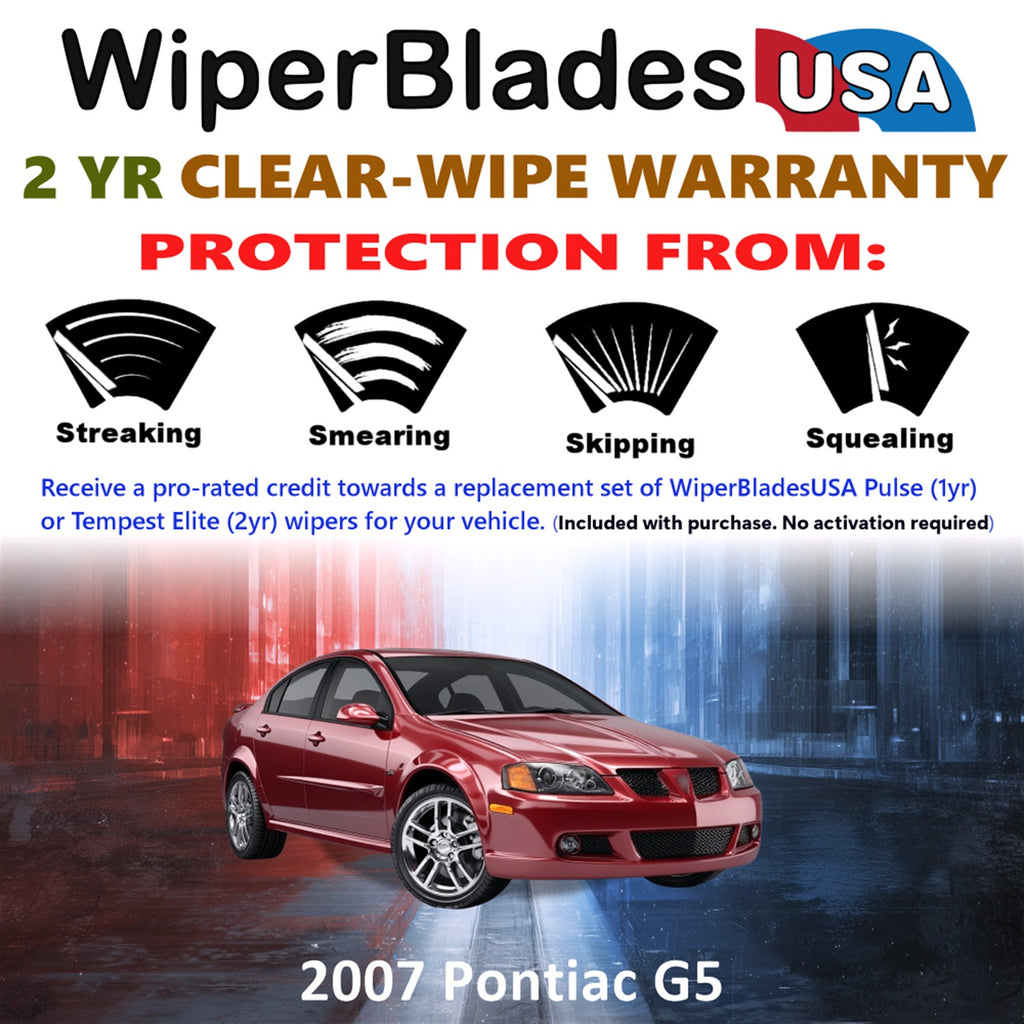 2007 Pontiac G5 Front Wiper blades Set  Includes 2yr Wear Warranty & Free Delivery