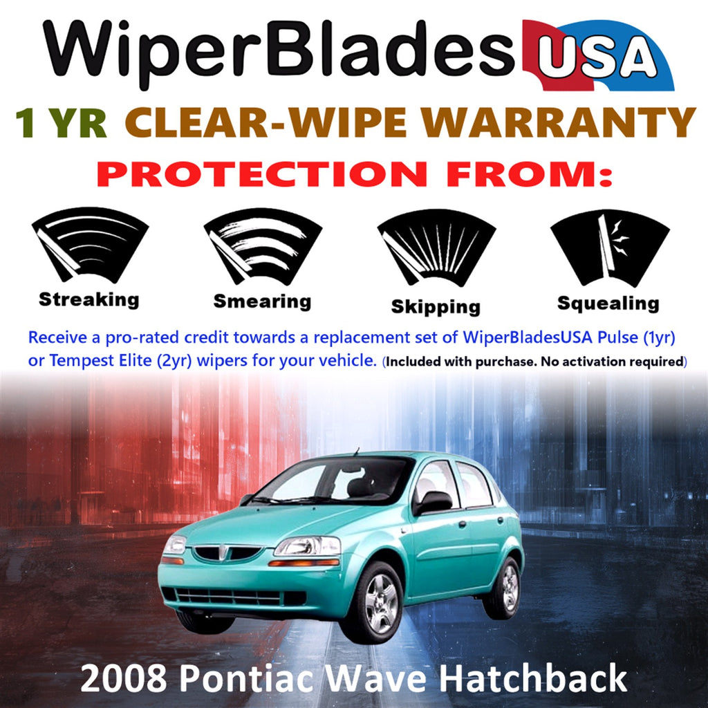 2008 Pontiac Wave Front w/Rear Wiper blades Set Includes 1yr Wear Warranty & Free Delivery