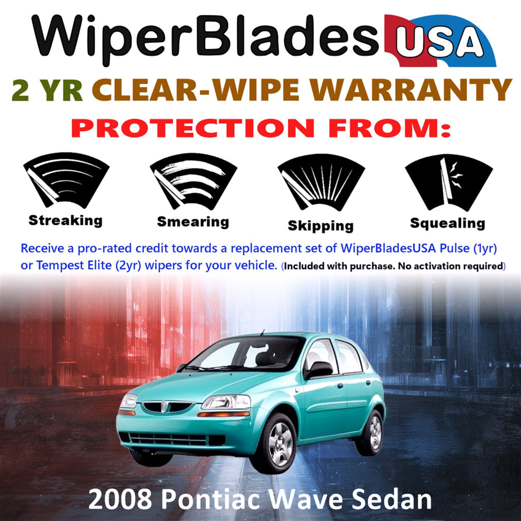 2008 Pontiac Wave Front w/Rear Wiper blades Set  Includes 2yr Wear Warranty & Free Delivery