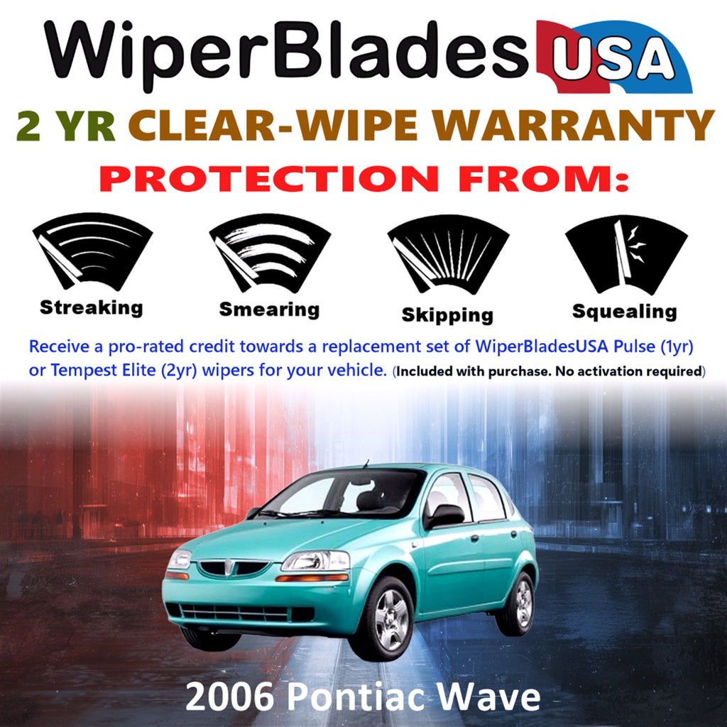2006 Pontiac Wave Front Wiper blades Set  Includes 2yr Wear Warranty & Free Delivery