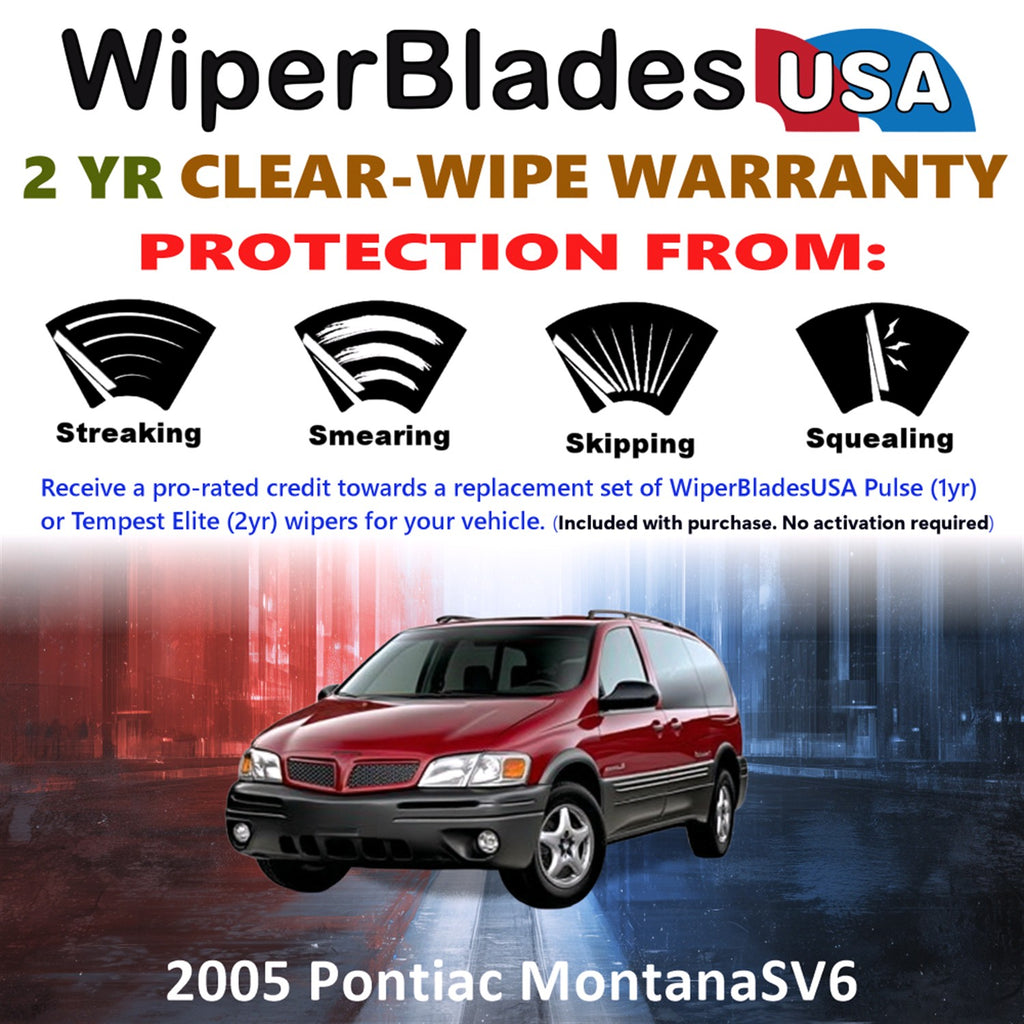2005 Pontiac Montana SV6 Front w/Rear Wiper blades Set  Includes 2yr Wear Warranty & Free Delivery